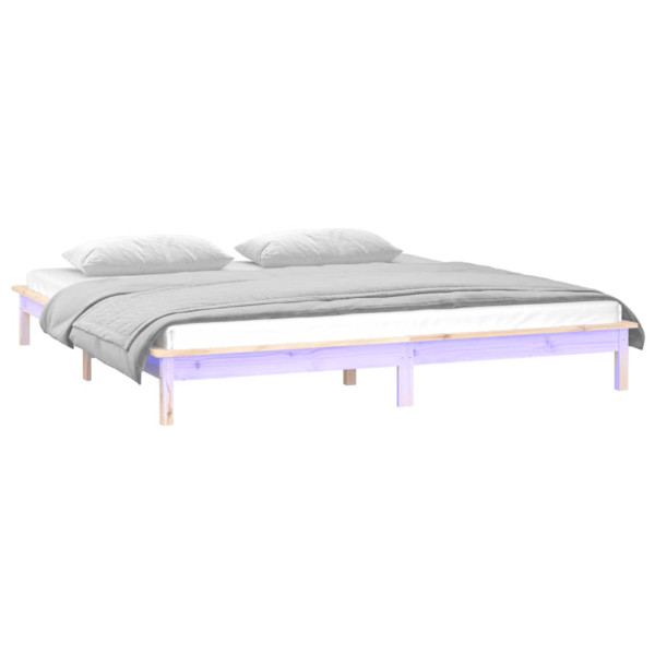 Łóżko Drewniane Brązowe Rama Łóżka Stelaż Do Pokoju Sypialni LED 160x200 cm 843960