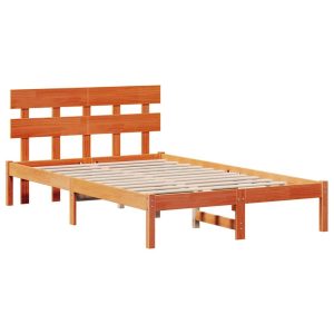 Łóżko Drewniane Brązowe Rama Łóżka Ze Stelażem Sypialnia Pokój 135 x 190 cm 836999 Łóżko Drewniane Brązowe Rama Łóżka Ze Stelażem Sypialnia Pokój 135 x 190 cm 836999