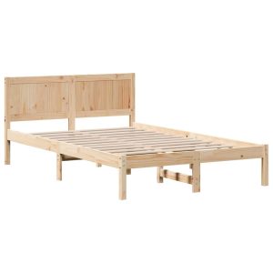 Łóżko Drewniane Brązowe Rama Łóżka Ze Stelażem Sypialnia Pokój 135 x 190 cm 837334 Łóżko Drewniane Brązowe Rama Łóżka Ze Stelażem Sypialnia Pokój 135 x 190 cm 837334