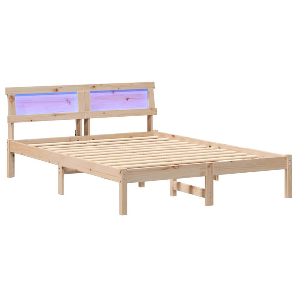 Łóżko Drewniane Brązowe Rama Łóżka Ze Stelażem Sypialnia Pokój 135 x 190 cm 830552