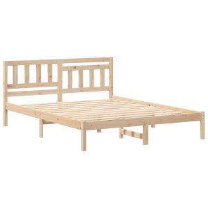 Łóżko Drewniane Brązowe Rama Łóżka Ze Stelażem Sypialnia Pokój 150 x 200 cm 829431 Łóżko Drewniane Brązowe Rama Łóżka Ze Stelażem Sypialnia Pokój 150 x 200 cm 829431