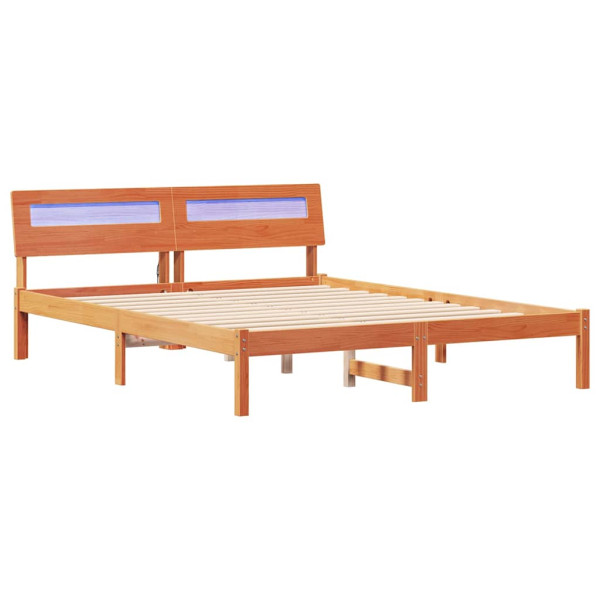 Łóżko Drewniane Brązowe Rama Łóżka Ze Stelażem Sypialnia Pokój 160 x 200 cm 837061