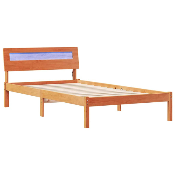 Łóżko Drewniane Brązowe Rama Łóżka Ze Stelażem Sypialnia Pokój 75 x 190 cm 837177