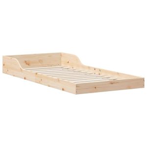 Łóżko Drewniane Brązowe Rama Łóżka Ze Stelażem Sypialnia Pokój 90 x 210 cm 842782 Łóżko Drewniane Brązowe Rama Łóżka Ze Stelażem Sypialnia Pokój 90 x 210 cm 842782