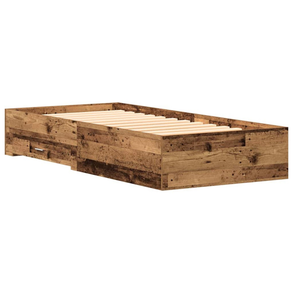 Łóżko Drewniane Brązowe Rama Łóżka Ze Stelażem Szuflady 100 x 200 cm 827576