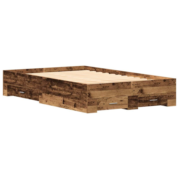 Łóżko Drewniane Brązowe Rama Łóżka Ze Stelażem Szuflady 120 x 190 cm 828251