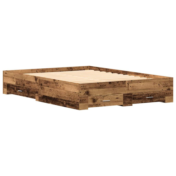 Łóżko Drewniane Brązowe Rama Łóżka Ze Stelażem Szuflady 135 x 190 cm 828523