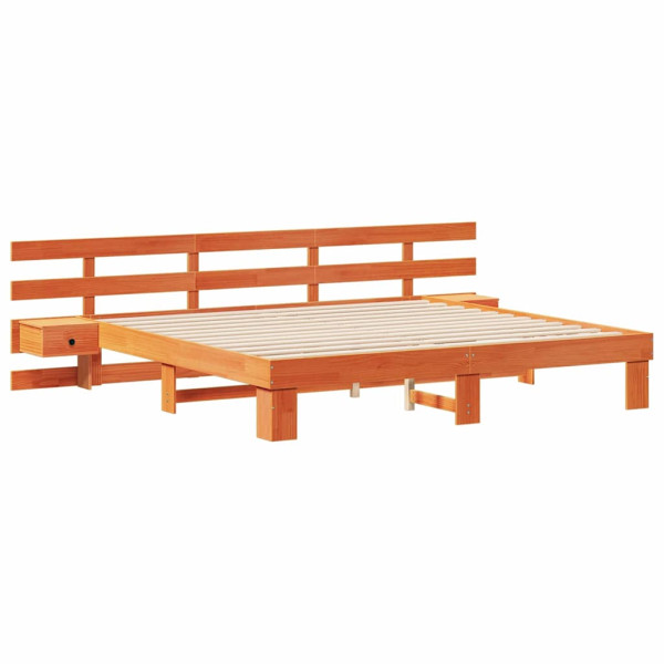 Łóżko Drewniane Brązowe Rama Łóżka Ze Stelażem Szuflady 200 x 200 cm 837125
