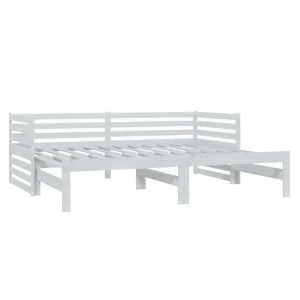 Łóżko Drewniane Rama Łóżka Sofa Biała Do Sypialni Po 2 x (90×200) cm, białe 479739 Łóżko Drewniane Rama Łóżka Sofa Biała Do Sypialni Po 2 x (90×200) cm, białe 479739