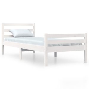 Łóżko Drewniane Rama Łóżka Sofa Biała Do Sypialni Pokoju 100 x 200 cm 475131 Łóżko Drewniane Rama Łóżka Sofa Biała Do Sypialni Pokoju 100 x 200 cm 475131