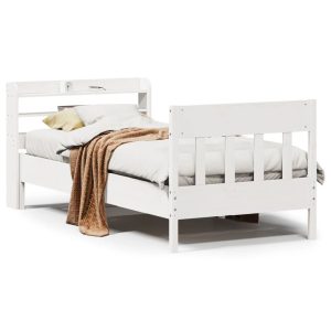 Łóżko Drewniane Rama Łóżka Sofa Biała Do Sypialni Pokoju 100×200 cm 478313 Łóżko Drewniane Rama Łóżka Sofa Biała Do Sypialni Pokoju 100×200 cm 478313