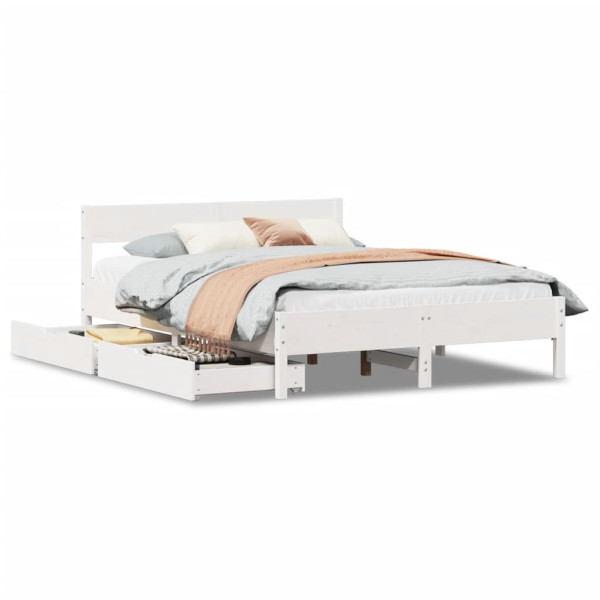 Łóżko drewniane rama łóżka sofa biała do sypialni pokoju 120x190 cm 724577