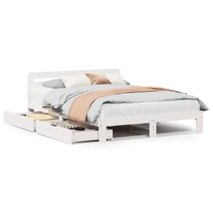 Łóżko Drewniane Rama Łóżka Sofa Biała Do Sypialni Pokoju 135×190 cm 721779 Łóżko Drewniane Rama Łóżka Sofa Biała Do Sypialni Pokoju 135×190 cm 721779