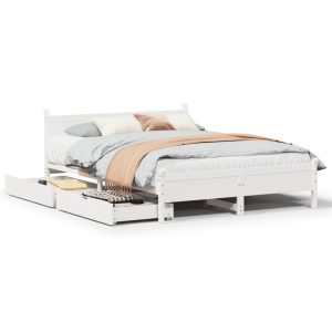 Łóżko Drewniane Rama Łóżka Sofa Biała Do Sypialni Pokoju 135×190 cm 723099 Łóżko Drewniane Rama Łóżka Sofa Biała Do Sypialni Pokoju 135×190 cm 723099