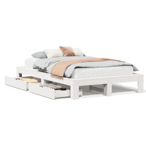 Łóżko Drewniane Rama Łóżka Sofa Biała Do Sypialni Pokoju 135×190 cm 728728 Łóżko Drewniane Rama Łóżka Sofa Biała Do Sypialni Pokoju 135×190 cm 728728