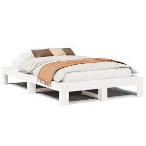 Łóżko Drewniane Rama Łóżka Sofa Biała Do Sypialni Pokoju 135×190 cm 475676 Łóżko Drewniane Rama Łóżka Sofa Biała Do Sypialni Pokoju 135×190 cm 475676