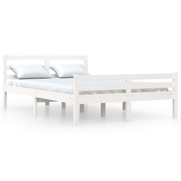 Łóżko Drewniane Rama Łóżka Sofa Biała Do Sypialni Pokoju 140 x 200 cm 475065