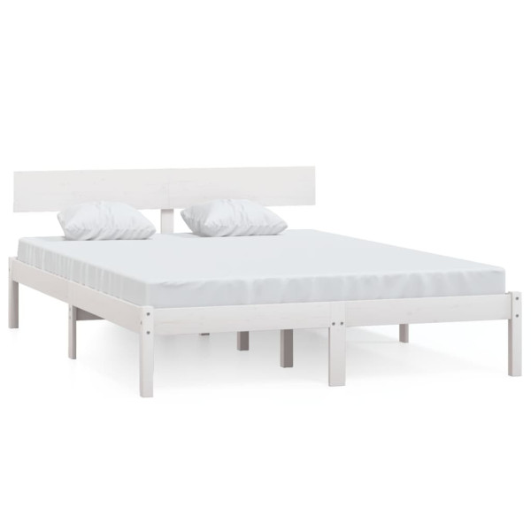 Łóżko Drewniane Rama Łóżka Sofa Biała Do Sypialni Pokoju 140 x 200 cm 471912