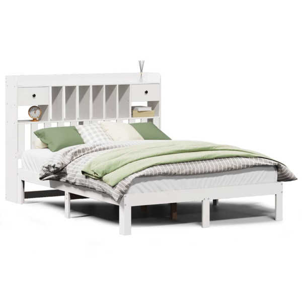 Łóżko drewniane rama łóżka sofa biała do sypialni pokoju 140x190 cm 722063