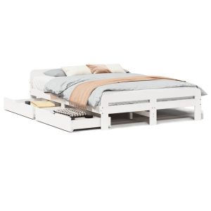 Łóżko Drewniane Rama Łóżka Sofa Biała Do Sypialni Pokoju 140×190 cm 722238 Łóżko Drewniane Rama Łóżka Sofa Biała Do Sypialni Pokoju 140×190 cm 722238