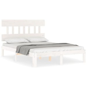 Łóżko Drewniane Rama Łóżka Sofa Biała Do Sypialni Pokoju 140×190 cm 472180 Łóżko Drewniane Rama Łóżka Sofa Biała Do Sypialni Pokoju 140×190 cm 472180