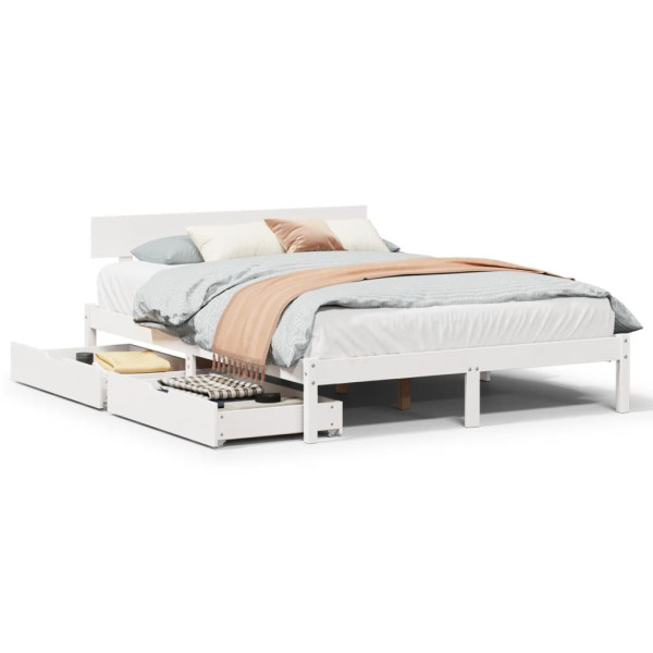 Łóżko drewniane rama łóżka sofa biała do sypialni pokoju 140x200 cm 721400