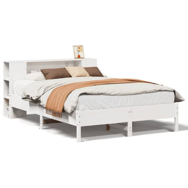 Łóżko drewniane rama łóżka sofa biała do sypialni pokoju 140x200 cm 721719