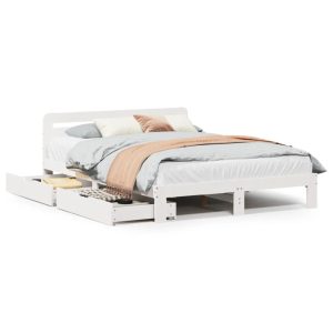 Łóżko Drewniane Rama Łóżka Sofa Biała Do Sypialni Pokoju 140×200 cm 721751
