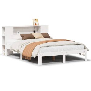 Łóżko drewniane rama łóżka sofa biała do sypialni pokoju 140×200 cm 728564 Łóżko drewniane rama łóżka sofa biała do sypialni pokoju 140×200 cm 728564