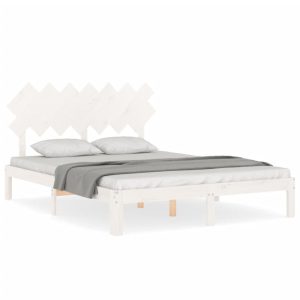 Łóżko Drewniane Rama Łóżka Sofa Biała Do Sypialni Pokoju 140×200 cm 476072