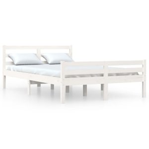 Łóżko Drewniane Rama Łóżka Sofa Biała Do Sypialni Pokoju 150×200 cm 475965 Łóżko Drewniane Rama Łóżka Sofa Biała Do Sypialni Pokoju 150×200 cm 475965