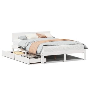 Łóżko Drewniane Rama Łóżka Sofa Biała Do Sypialni Pokoju 150×200 cm 720936 Łóżko Drewniane Rama Łóżka Sofa Biała Do Sypialni Pokoju 150×200 cm 720936