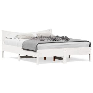 Łóżko Drewniane Rama Łóżka Sofa Biała Do Sypialni Pokoju 150×200 cm 721671 Łóżko Drewniane Rama Łóżka Sofa Biała Do Sypialni Pokoju 150×200 cm 721671