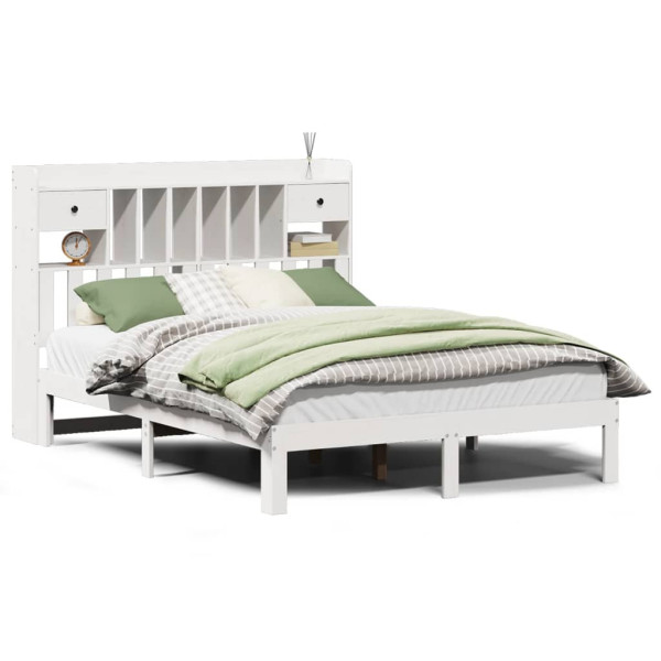 Łóżko drewniane rama łóżka sofa biała do sypialni pokoju 150x200 cm 722020