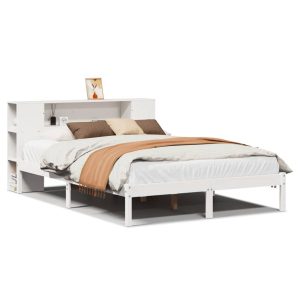 Łóżko drewniane rama łóżka sofa biała do sypialni pokoju 150×200 cm 722023 Łóżko drewniane rama łóżka sofa biała do sypialni pokoju 150×200 cm 722023