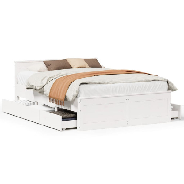Łóżko Drewniane Rama Łóżka Sofa Biała Do Sypialni Pokoju 150x200 cm 722029