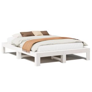 Łóżko Drewniane Rama Łóżka Sofa Biała Do Sypialni Pokoju 150×200 cm 476040 Łóżko Drewniane Rama Łóżka Sofa Biała Do Sypialni Pokoju 150×200 cm 476040