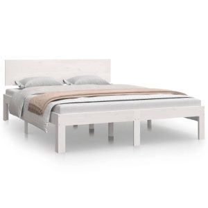 Łóżko Drewniane Rama Łóżka Sofa Biała Do Sypialni Pokoju 150×200 cm 475809 Łóżko Drewniane Rama Łóżka Sofa Biała Do Sypialni Pokoju 150×200 cm 475809
