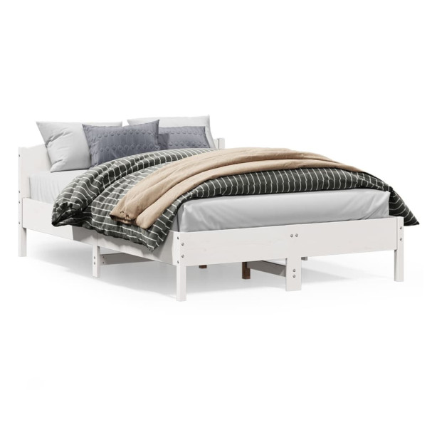 Łóżko Drewniane Rama Łóżka Sofa Biała Do Sypialni Pokoju 150x200 cm 724405
