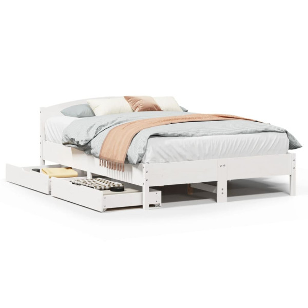 Łóżko drewniane rama łóżka sofa biała do sypialni pokoju 150x200 cm 724501