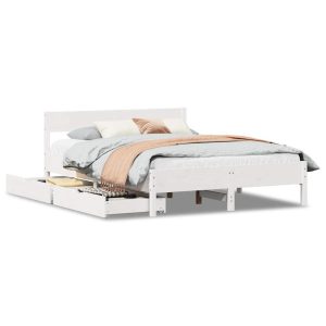 Łóżko Drewniane Rama Łóżka Sofa Biała Do Sypialni Pokoju 150×200 cm 724544 Łóżko Drewniane Rama Łóżka Sofa Biała Do Sypialni Pokoju 150×200 cm 724544