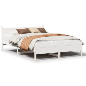 Łóżko Drewniane Rama Łóżka Sofa Biała Do Sypialni Pokoju 150×200 cm 479333 Łóżko Drewniane Rama Łóżka Sofa Biała Do Sypialni Pokoju 150×200 cm 479333