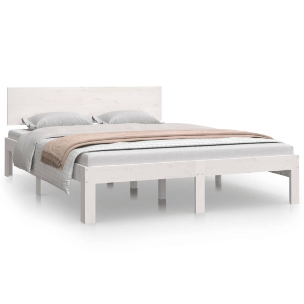 Łóżko Drewniane Rama Łóżka Sofa Biała Do Sypialni Pokoju 150x200 cm 475809