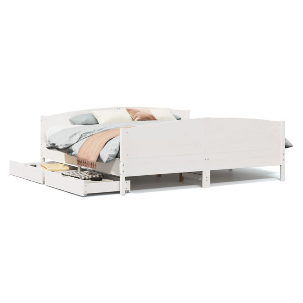 Łóżko Drewniane Rama Łóżka Sofa Biała Do Sypialni Pokoju 160x200 cm 721776