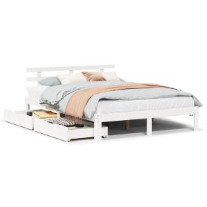 Łóżko Drewniane Rama Łóżka Sofa Biała Do Sypialni Pokoju 160×200 cm 728524 Łóżko Drewniane Rama Łóżka Sofa Biała Do Sypialni Pokoju 160×200 cm 728524