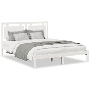 Łóżko Drewniane Rama Łóżka Sofa Biała Do Sypialni Pokoju 160×210 cm 475196 Łóżko Drewniane Rama Łóżka Sofa Biała Do Sypialni Pokoju 160×210 cm 475196