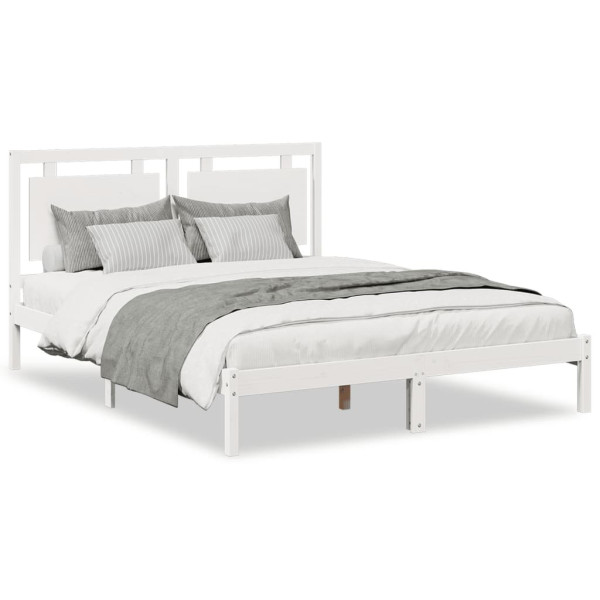 Łóżko Drewniane Rama Łóżka Sofa Biała Do Sypialni Pokoju 160x210 cm 475196