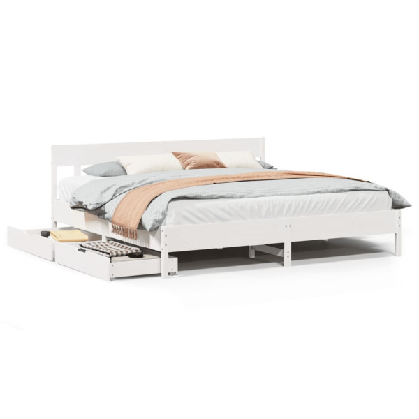 Łóżko Drewniane Rama Łóżka Sofa Biała Do Sypialni Pokoju 180x200 cm 721219
