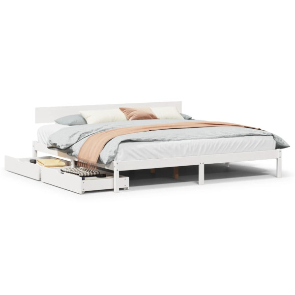 Łóżko Drewniane Rama Łóżka Sofa Biała Do Sypialni Pokoju 180x200 cm 721397