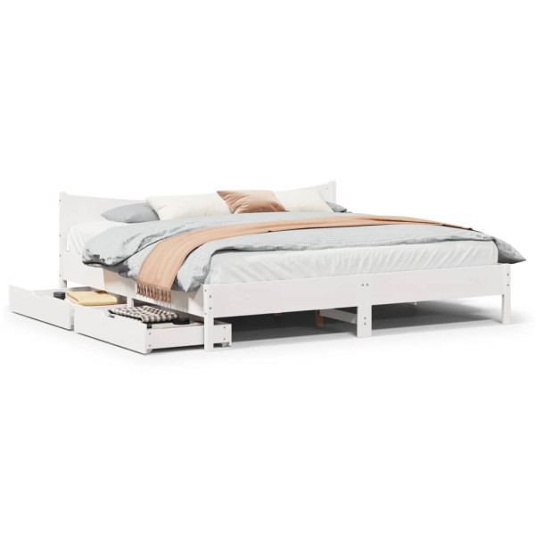 Łóżko Drewniane Rama Łóżka Sofa Biała Do Sypialni Pokoju 180x200 cm 724468